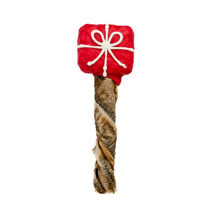 Guloseima de Natal Jingle Pop de bacalhau e pato para cães
