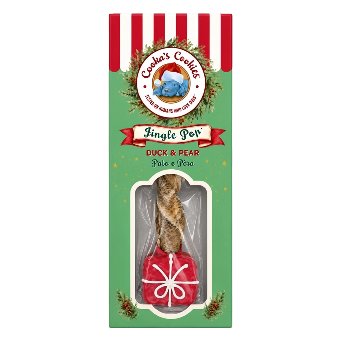 Weihnachtssnack Jingle Pop mit Kabeljau und Ente für Hunde