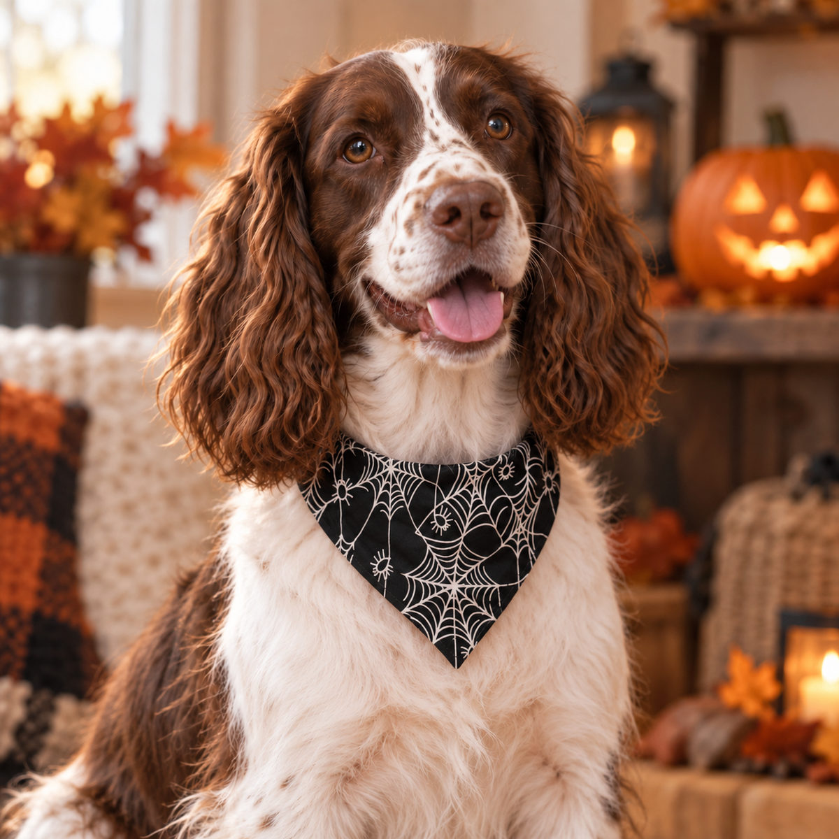 Phosphoreszierendes Spinnweben-Bandana für Hunde